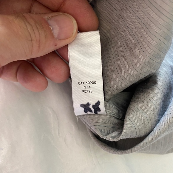 Calvin Klein Men's Silver/Gray Fine Textured Striped LS Button Up Dress Shirt XL - Picture 9 of 14